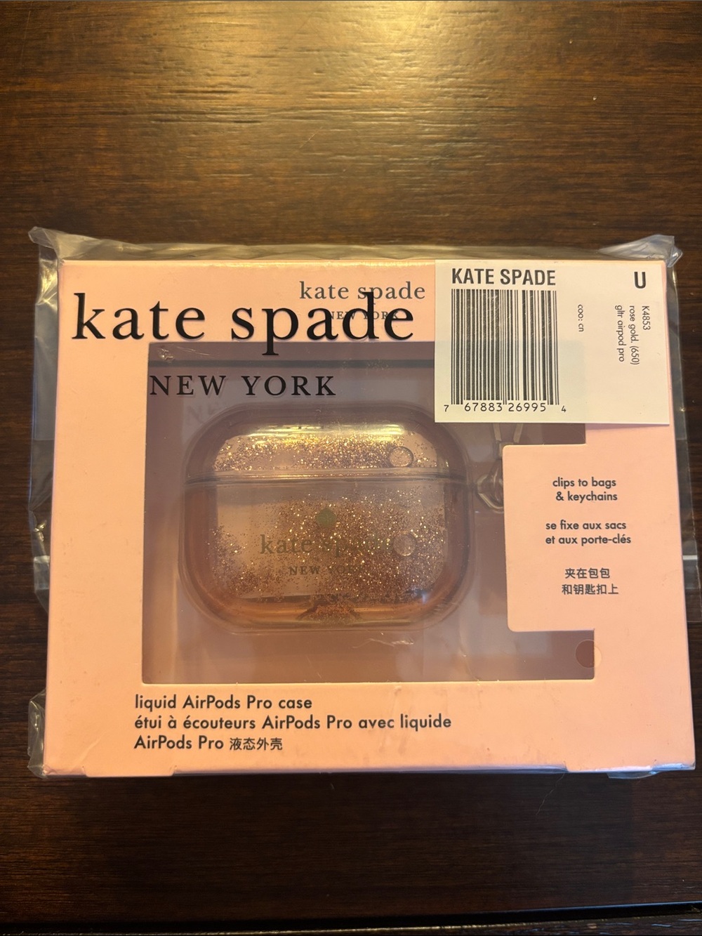 kate spade Glitter Liquid AirPods Pro Case in Pink & Gold